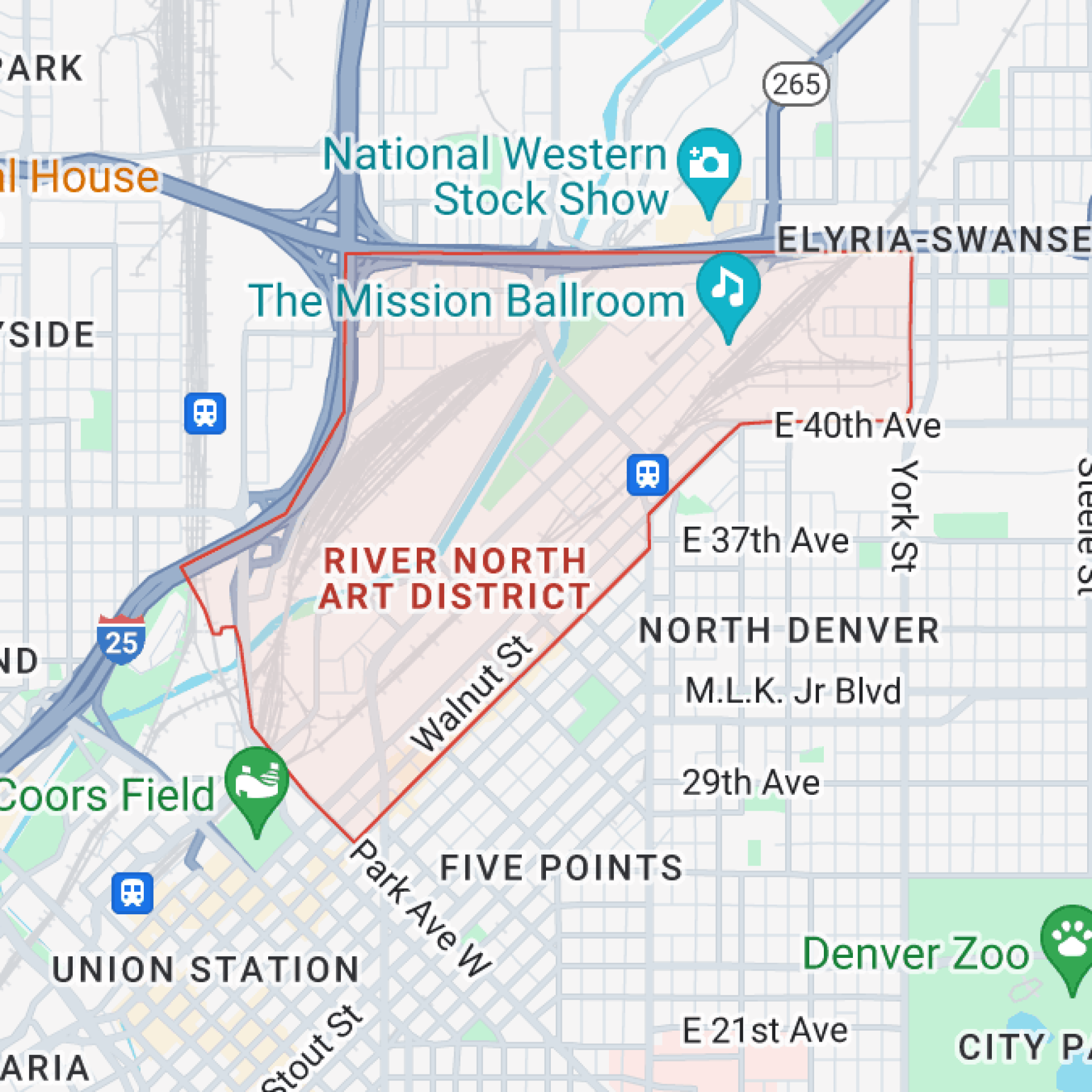 Map of RiNo, Colorado