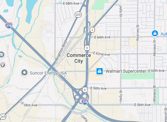Map of Commerce City, Colorado