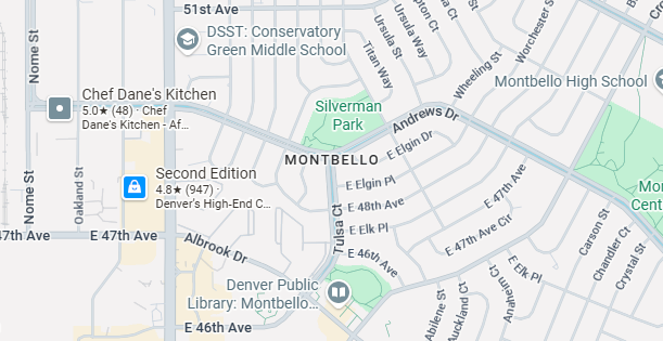 Map of Montbello, Colorado